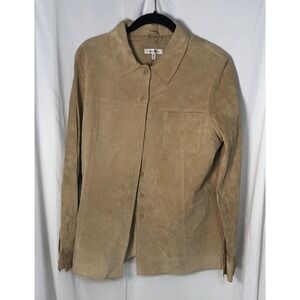 Yvonne‎ Marie Women's Beige 100% Suede Zip Up Windbreaker Style Jacket - Size 10